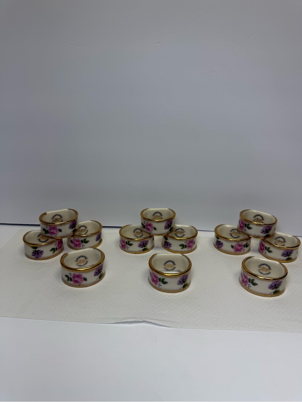 Set of 12 Ornamental Collectibles Fine China Napkin Rings
